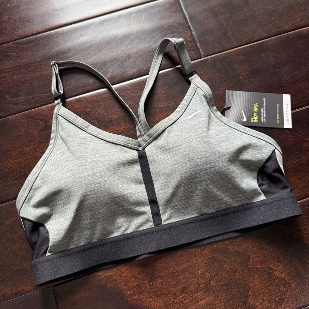 Nike Light Support Sports Bra in Grey with Black Trim